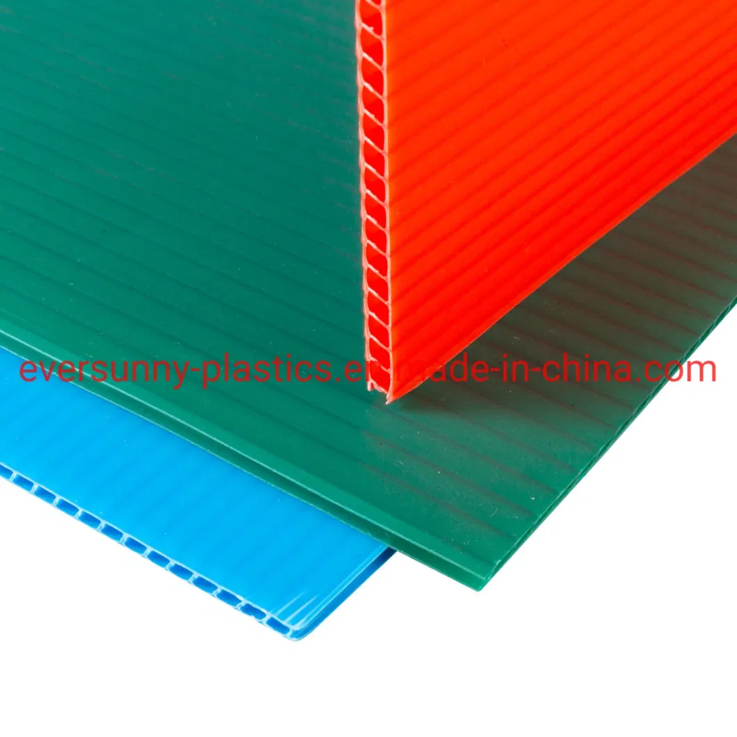 4mm 6mm 8mm White Corona Treatment PP Hollow Polyphenylene Correx Conflute Coroplast Corrugated Plastics Fluted Sheet 3-5% Discount on Sales